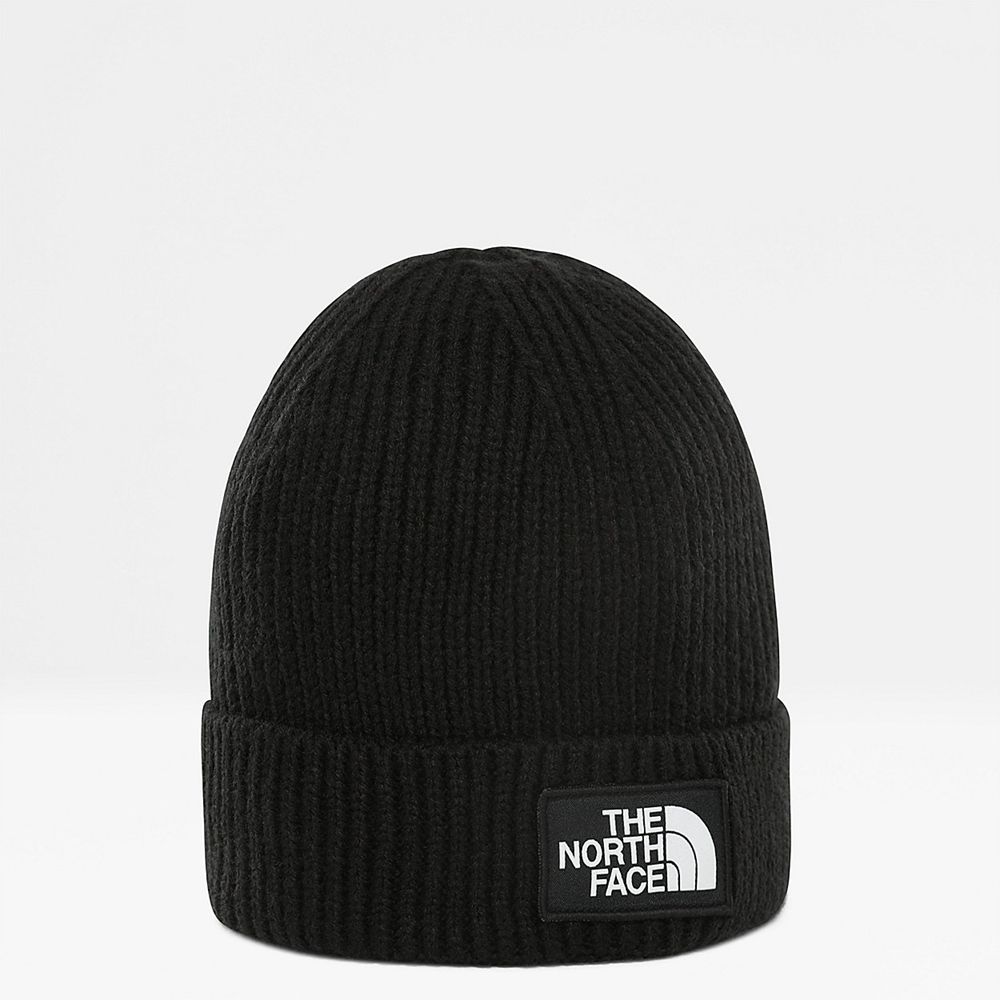 The North Face Beanies Youth Australia - The North Face Tnf Box Logo Cuff Black (QNE-968025)